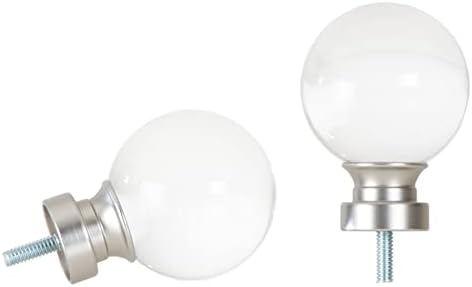 Ivilon Acrylic Finials for 78 and 1 Inch Curtain Rods Satin Nickel