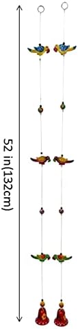 Purpledip Wall Hanging with Parrots and Bells Set of 2