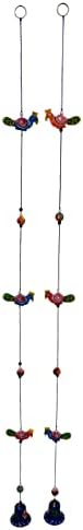 Purpledip Wall Hanging with Peacocks Bells Set of 2