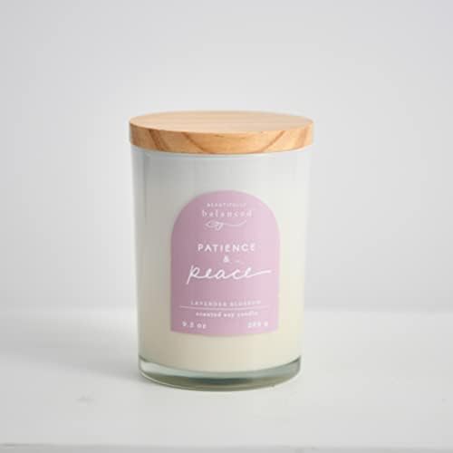 Scented Lidded Glass Soy Candle with Patience and Peace