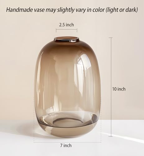GeLive Brown Glass Vase Round Clear Colored