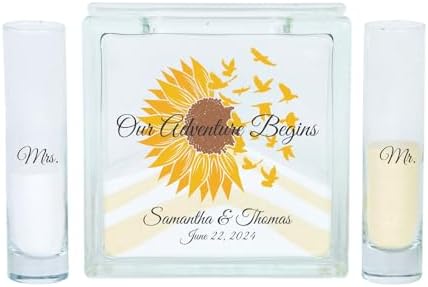 Personalized Our Adventure Begins Glass Sand Ceremony Set with Lid