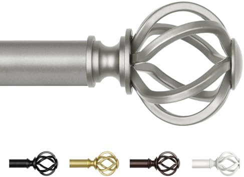 USFOOK Antique Silver Curtain Rod 32-58 Inches