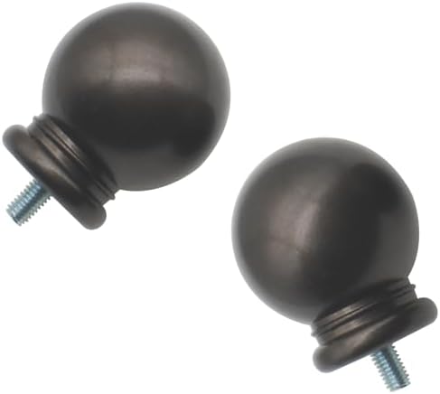 2pcs Light Brown Curtain Rod End Cap Finials M5 Screws 58