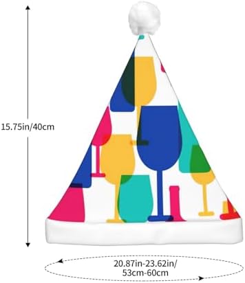 Cocktail Glasses And Wine Bottles Print Christmas Hat With Led Lights