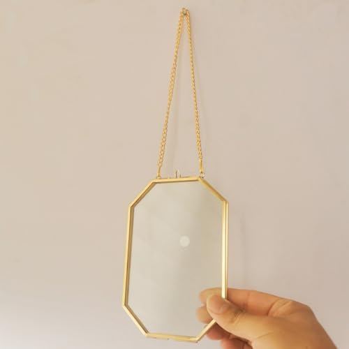 Pressed Flower Frame Brass Wall Decor 4x6 Inches Gold
