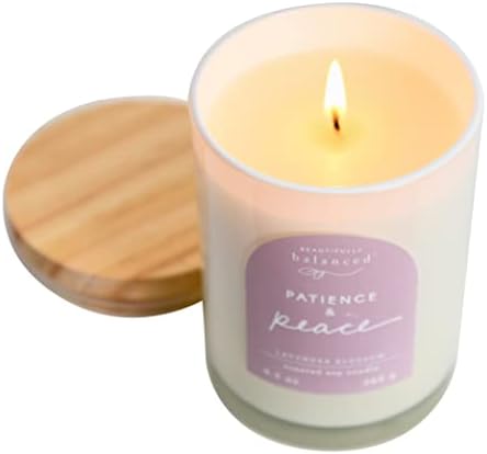 Scented Lidded Glass Soy Candle with Patience and Peace