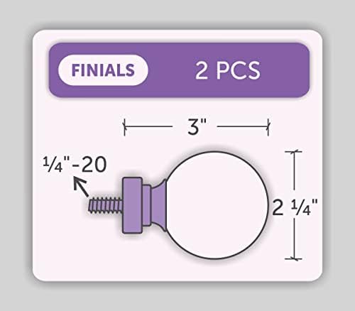 Ivilon Acrylic Finials for 78 and 1 Inch Curtain Rods Satin Nickel