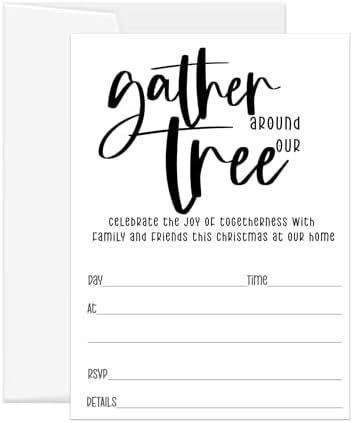 Paper Clever Party Festive Black White Christmas Tree Invitations 20 Pack