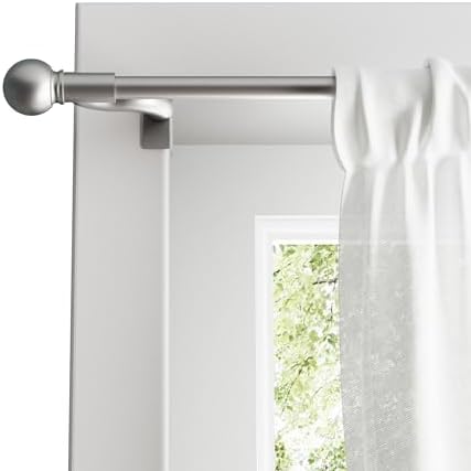 Zenna Home Adjustable Tension Curtain Rod with Decorative Finials
