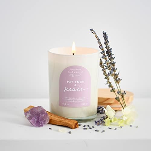 Scented Lidded Glass Soy Candle with Patience and Peace