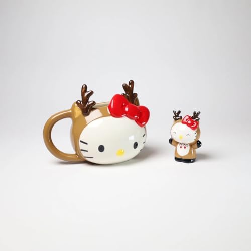 Blue Sky Clayworks Hello Kitty Santa Reindeer Figural Mug and Figurine Set