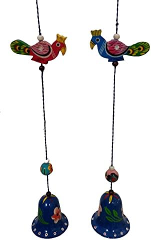 Purpledip Wall Hanging with Peacocks Bells Set of 2
