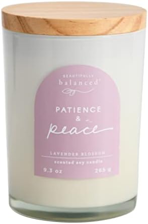 Scented Lidded Glass Soy Candle with Patience and Peace