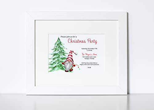 Gnome Christmas Party Invitation Cards 12 Count