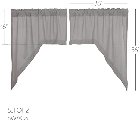 VHC Brands Burlap Dove Grey Farmhouse Curtains Set of 2 36x36x16