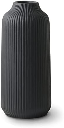 Ceramic Vase with Nordic Design 8 Inch Black Matte for Flowers