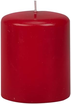 Biedermann Sons Unscented Pillar Candles Box of 6 Cranberry Red