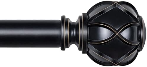 KAMANINA Black Curtain Rod 72-144 Inches Heavy Duty