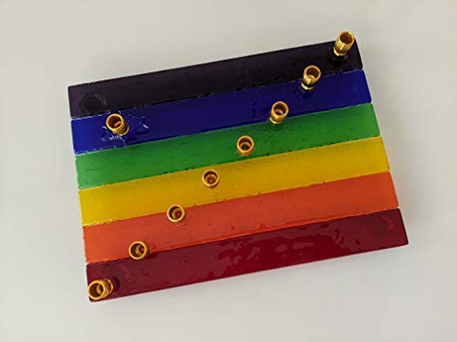 Pride Flag LGBTQ Glass Menorah by YafitGlass 1