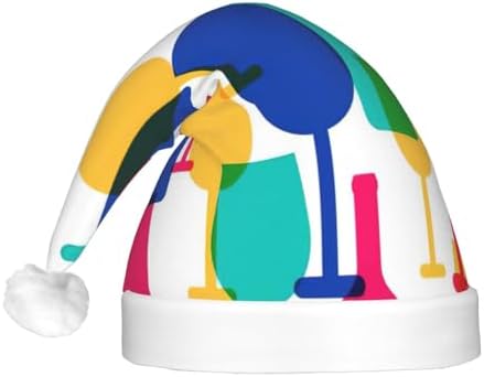 Cocktail Glasses And Wine Bottles Print Christmas Hat With Led Lights