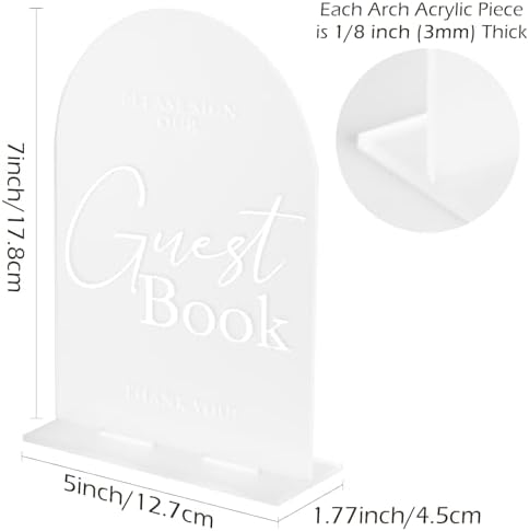 Frosted Arch Acrylic Wedding Sign 5x7 with Base