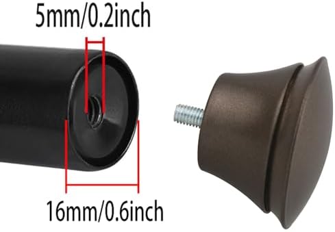 2PCS Brown Plastic Roman Rod Ends for 58 Inch Curtain Rods