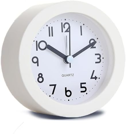 4 Inches White Desk Clock with Backlight