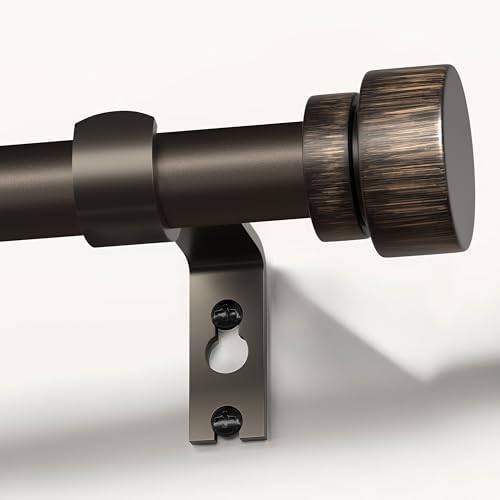 Modern Antique Brown Adjustable Curtain Rods for Windows 66-120 Inches