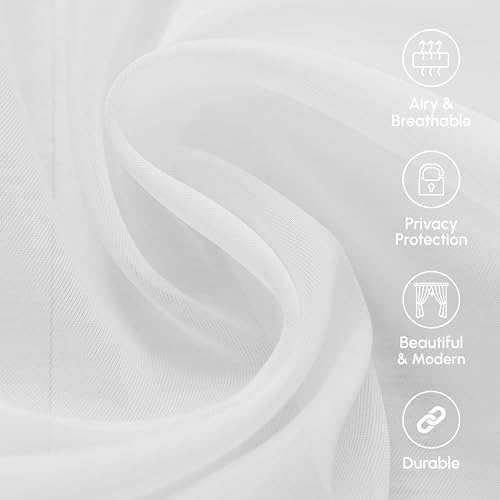 Elegant Comfort Sheer Curtain Valance - 55 X 216 Inch White Panel
