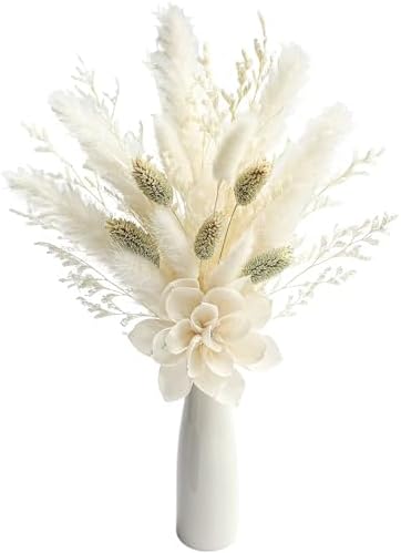 Dried Flower Bouquet with Ceramic Vase Set
