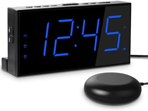 Extra Loud Dual Alarm Clock with Vibration for Deep Sleepers
