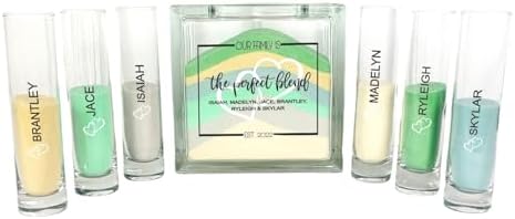 Personalized Blended Family Wedding Sand Set with Glass Vase and Lid