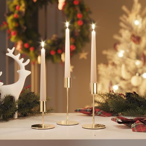 Set of 6 French Gold Taper Candle Holders