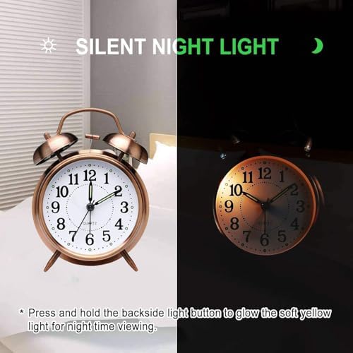 Azyh Loud Alarm Clock for Heavy Sleepers Red Brown