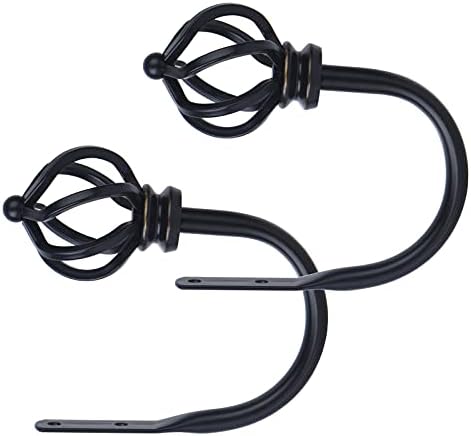KAMANINA Black Twisted Cage Curtain Holdbacks Small 2 Pack