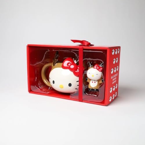 Blue Sky Clayworks Hello Kitty Santa Reindeer Figural Mug and Figurine Set