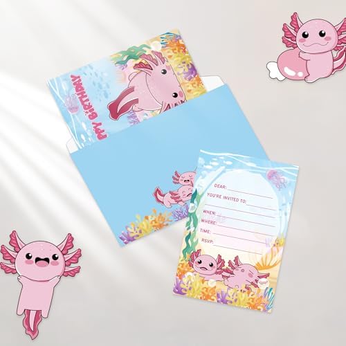 12 Pcs Axolotl Birthday Party Invitation Set