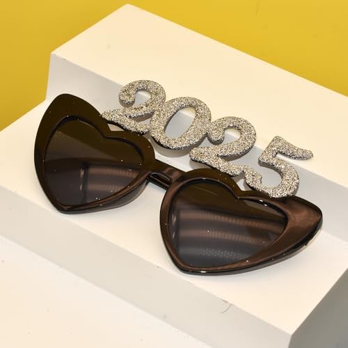 4PCS Glitter Plastic Heart Glasses 2025 Party Props