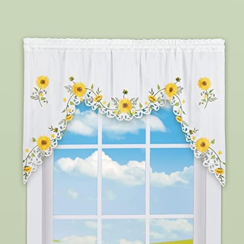 Collections Etc Embroidered Sunflower Kitchen Curtains