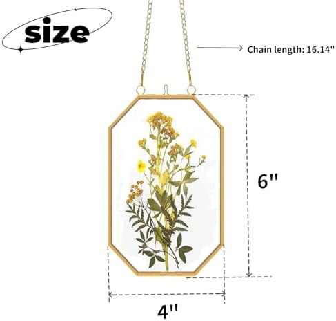 Pressed Flower Frame Brass Wall Decor 4x6 Inches Gold