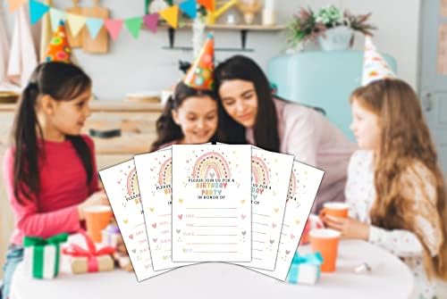 Lesixur Rainbow Birthday Party Invitation Cards 20PCS With Envelopes