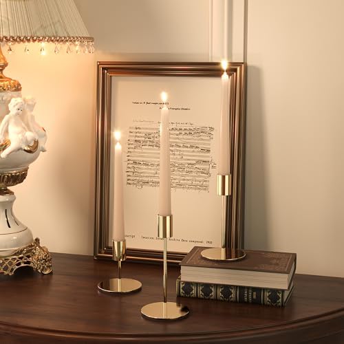 Set of 6 French Gold Taper Candle Holders