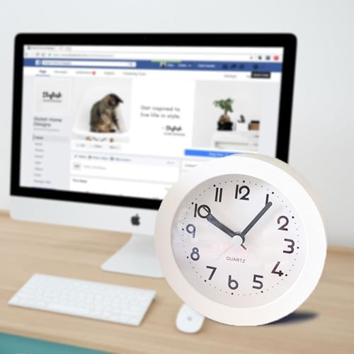 4 Inches White Desk Clock with Backlight