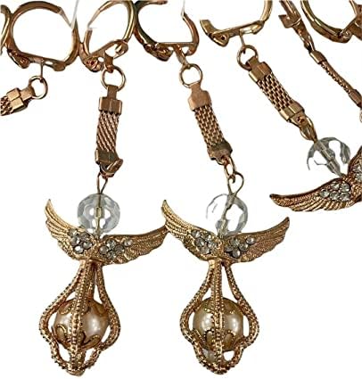 CLGIFT 12 Piece Rhinestone Angel Keychain Set