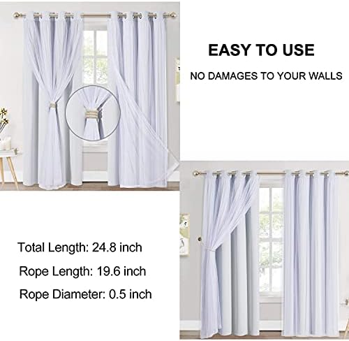 Curtain Tiebacks Ropes 4pcs Handmade Beige Holdbacks