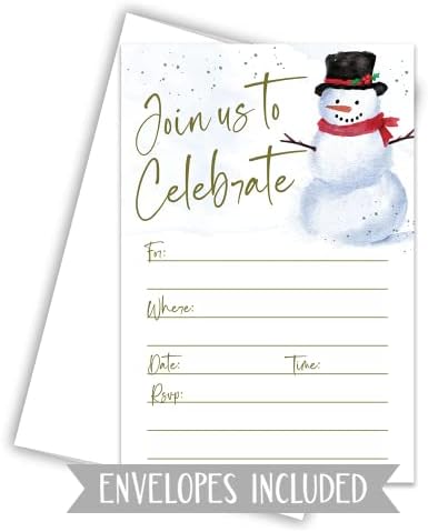 Christmas Invitations - Snowman Party Invites With Envelopes 20 Count