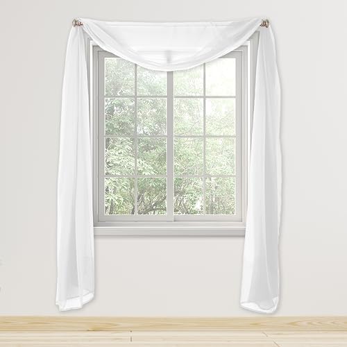 Elegant Comfort Sheer Curtain Valance - 55 X 216 Inch White Panel
