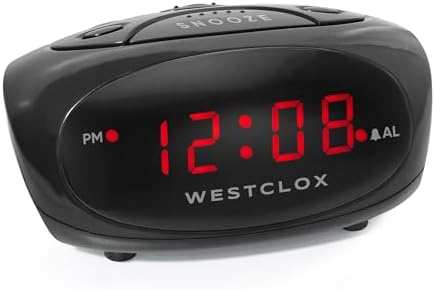 Westclox Black Super Loud LED Alarm Clock with Snooze