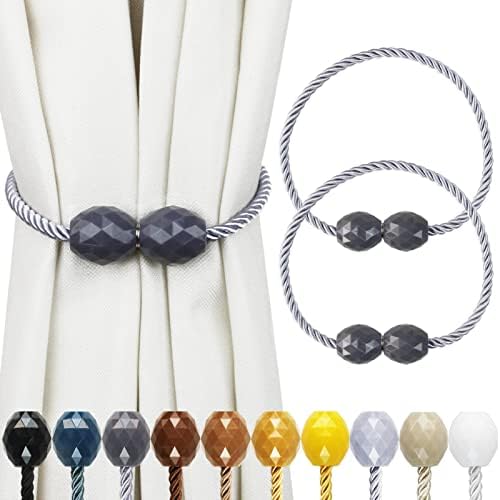 Strong Magnetic Curtain Holdbacks Grey 2 Pack